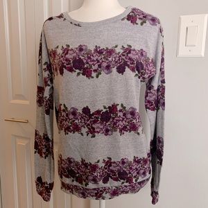 Gray & purple floral sweater